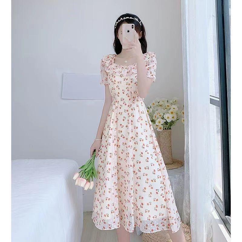 2026 Women s French Floral Print Summer Dress: Forest Style, Sweet & Versatile S: Below 90