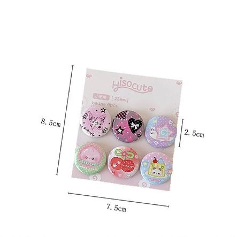 6Pcs Cute Cartoon Mini Cartoon Button Badge Kawaii Retro Girls Kids Backpack Pencil Bag DIY Decorative Brooch Pin Accessories