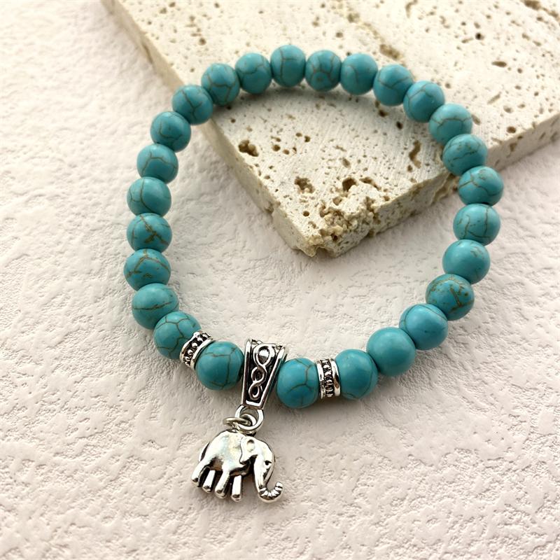 Lucky Natural Stone Beaded Bracelet Fashion Cute Elephant Unisex Bracelet Jewelry Bracelet