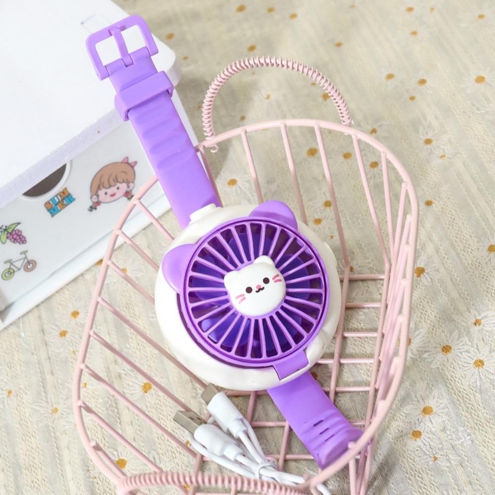 USB Charging Portable Cute Watch Fan 3 Speeds Watch Small Fan Capybara Electric Fan Student