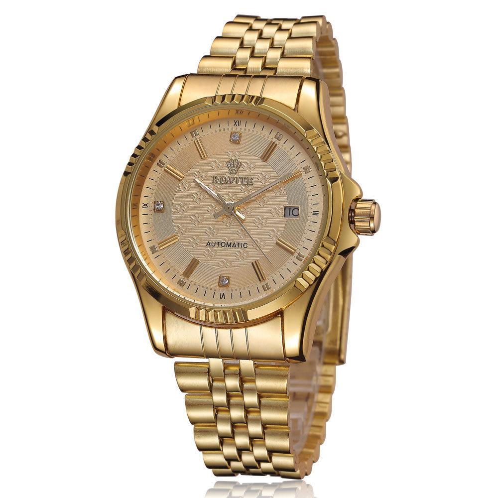 

Новые механические часы Hollow Business, мужские полуавтоматические часы с турбийоном из золота, имитация золота, высокого качества