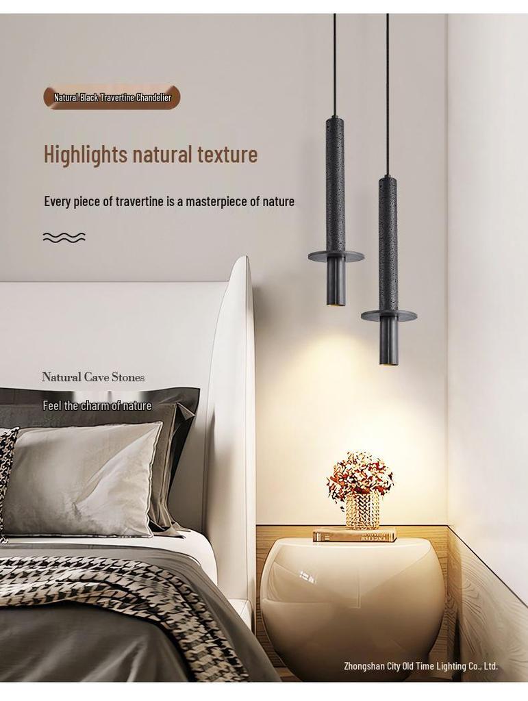 Black Hole Stone Mid-Century Minimalist Pendant Light for Bedroom, Dining Room, or Bar
