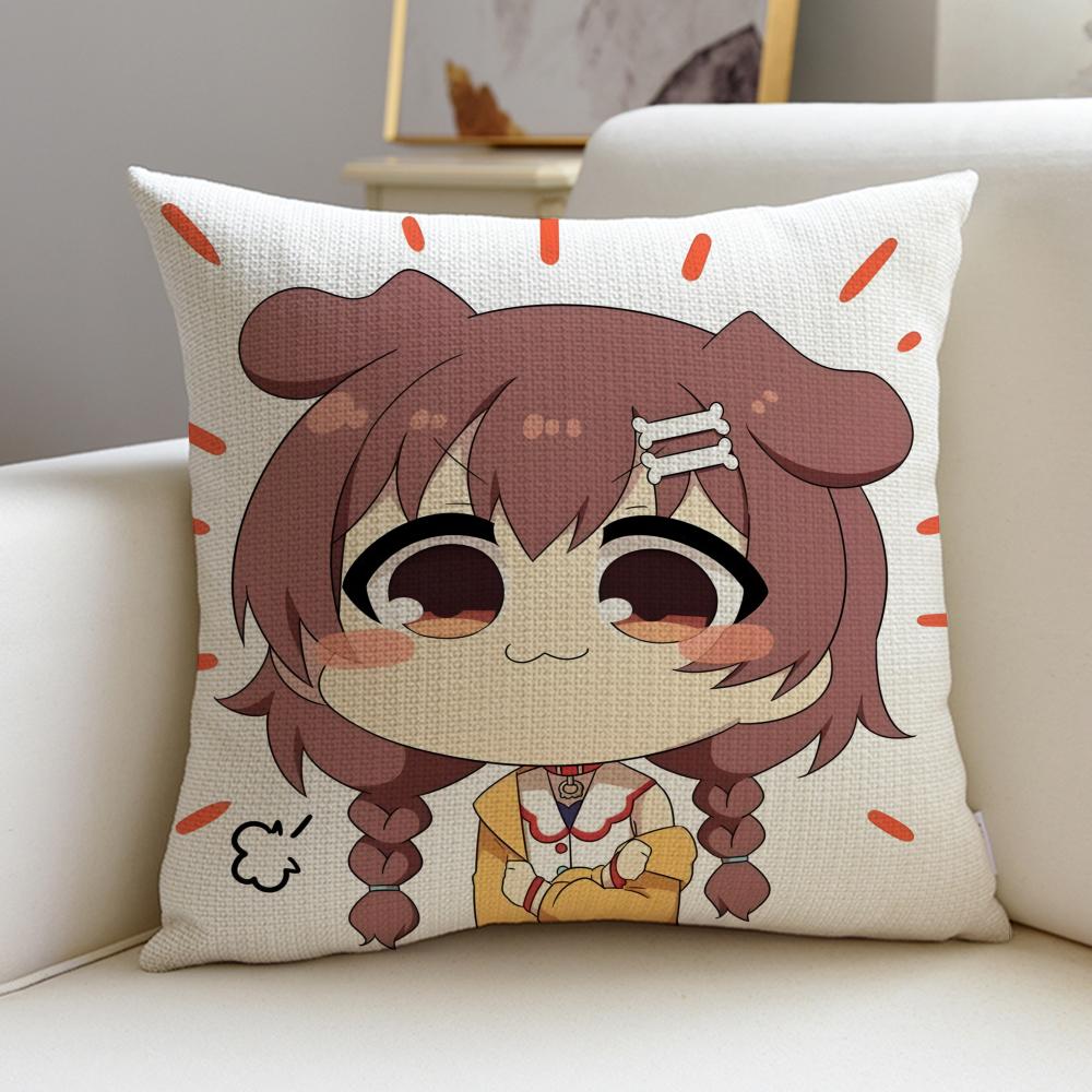 Energetic IInugami KoroneS Cushion Cover Breathable and Skinfriendly Linen Pillowcase Square Removable and Washable Cushion