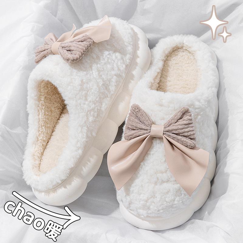 

Autumn and winter new home cotton slippers couple models piled and thickened plush slippers warm, non-slip, non-smelly feet do not cover feet 36-37