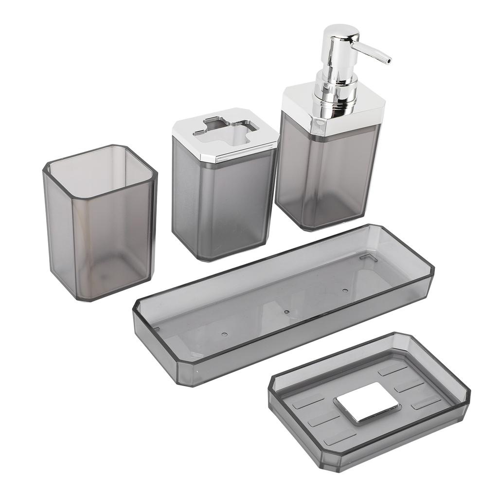 Bathroom Accessories Set Bath Ensemble Set with Toothbrush Holder Cup Lotion Bottles Soap Dish Tray