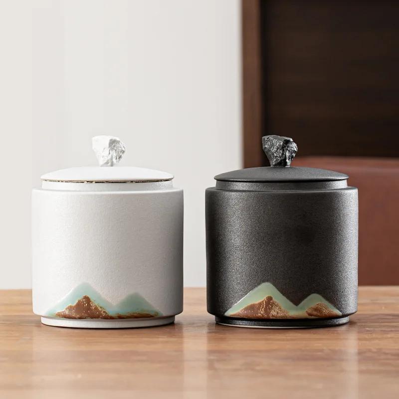 Yuanshan Tea Jar Large Sealed Ceramic Storage Jar Pu'er Storage Tank Stoneware Tea Warehouse Tea Storage