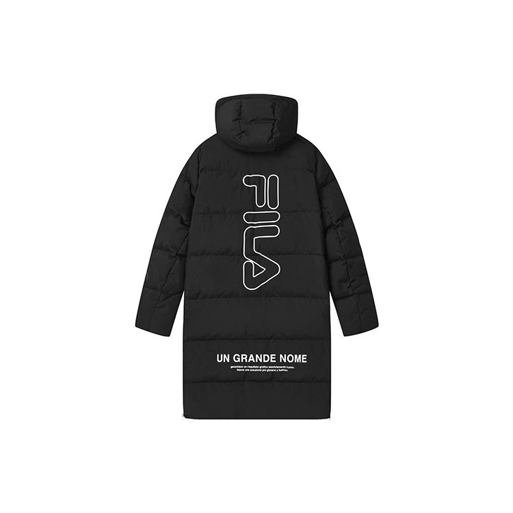 FILA Loose Fit Windbreaker Long Down Jacket Men Outerwear Black F11M249921FBK