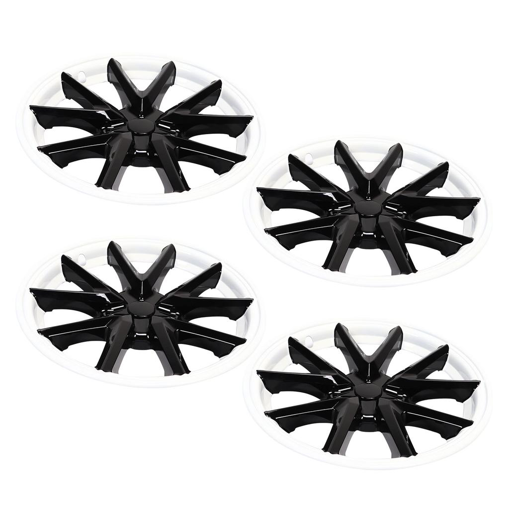 4pcs 18in Wheel Cover Hubcap White Black Wheel Rim Cover Replacement for Tesla Model 3 2017‑2022