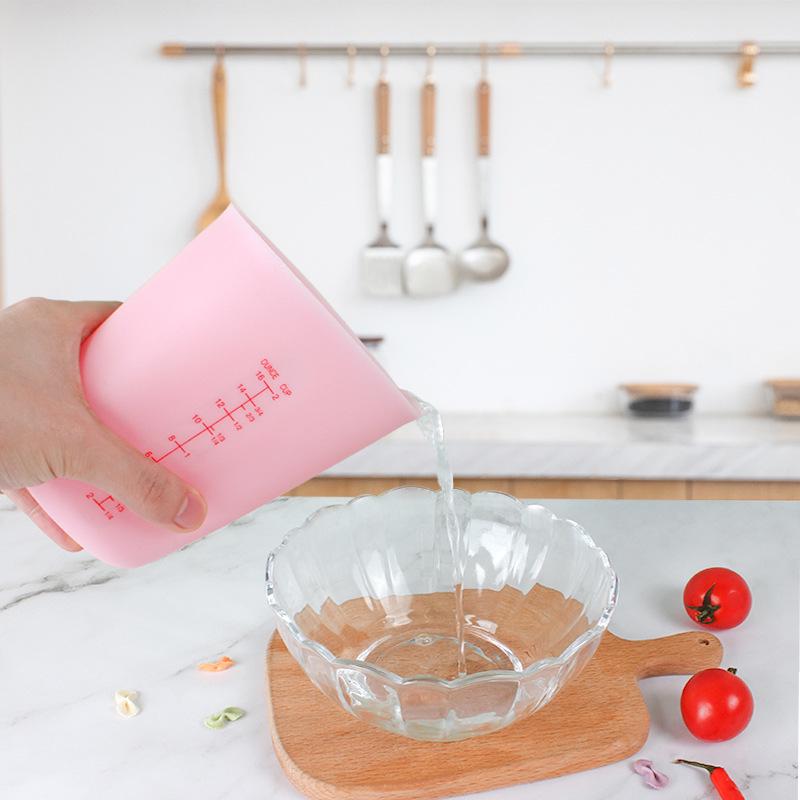 Silicone Measuring Cup with Double Scale - Available in 125ml, 250ml, 500ml - Soft, Transparent for Baking