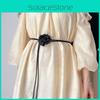 Fabric Flower Thin Waist Belt Women Decorative Dress Sub Accessory Soft Rope