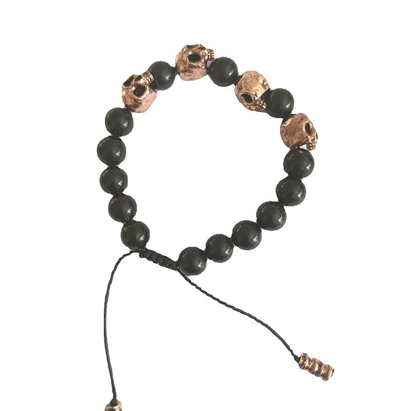 

[HF][HS]1Pc New Chic Beaded Stone Skull Decor Bracelet Accessories Dark Men s Bracelet