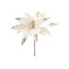 Artificial Christmas Flowers with Sequin Branches, Fabric Floral Arrangement for Christmas Holiday Decor