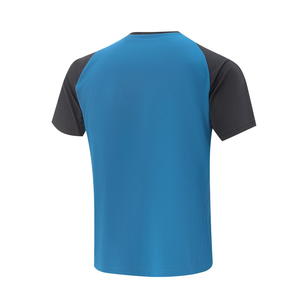 Li-Ning Comfortable Breathable Casual Round Neck Short Sleeve T-Shirt Men Tops Deep-Water-Blue ATSV279-3