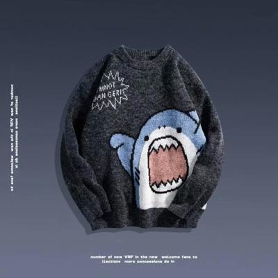 ,Winter Japanisch, Cartoon Druck Hals Paar Pullover Herren Mode Locker,passend Koreanisch, Strickwaren Hong ,inspiriert Instagram,wort