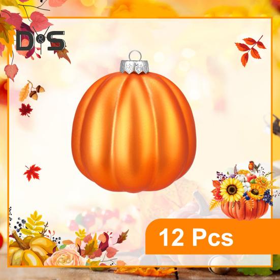 12 ks Podzimní Mini Dýňové Koule Závěsná Dýňová Ozdoba na Den Díkůvzdání Halloweenská Dekorace Vánočního Stromku Farmářský Dům Domácí Párty Dekor