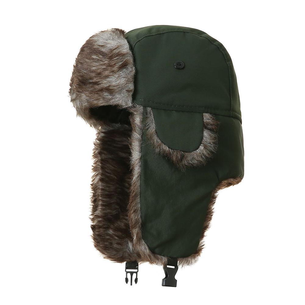 1Pc Men's Warm Soldier Hat Winter Pilot Earmuffs Polyester Fiber Warm Russian Ski Hat Windproof Cold Pilot Hats Cycling Caps