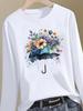 (Asian Size) Trend Lovely Style Graphic Tee Women Autumn Winter Spring Casual Fashion Top O-neck Clothing Print T Shirt Long Sleeve T-shirts