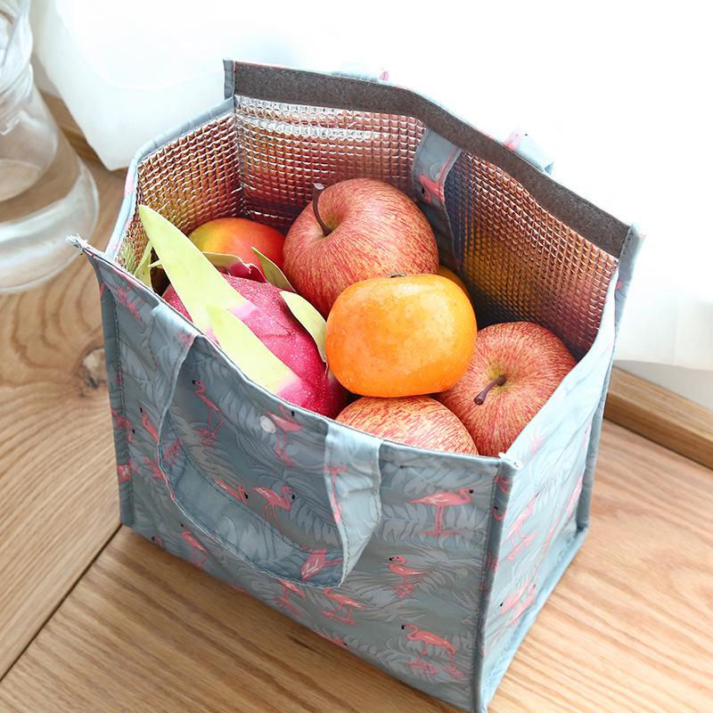 

Foldable Insulated Bento Lunch Bag - Waterproof Storage for Picnics & More Blue Flamingo