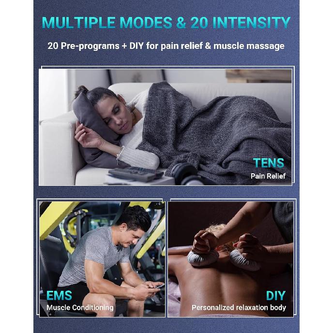 

Comfytemp TENS Unit Muscle Stimulator for Pain Relief Therapy, FSA HSA Eligible TENS Machine, 20 & DIY Modes, Dual Channel EMS Unit, Pulse Muscle