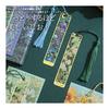 Moin Moin Bookmark Set - 4 Art Masterpieces by Van Gogh & Monet (Water Lilies/Sunflowers/White Roses/Irises) - Metal, Gold, Laser Cut, Tassel, Retro