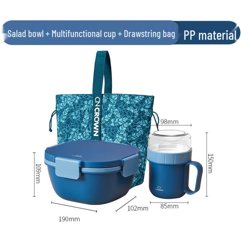 

CNCrown Double-Layer Salad Bowl & Oatmeal Cup Set