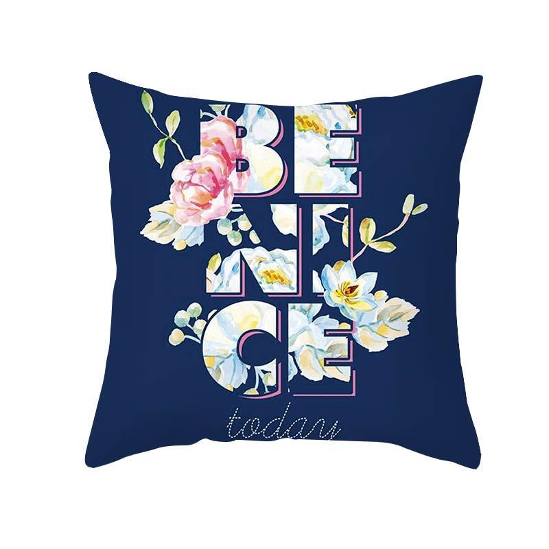 Plant Flower Creative Letter Pattern Printing Cover Car Sofa Cushion Cover Luxury Home Decoration Cushion Cover