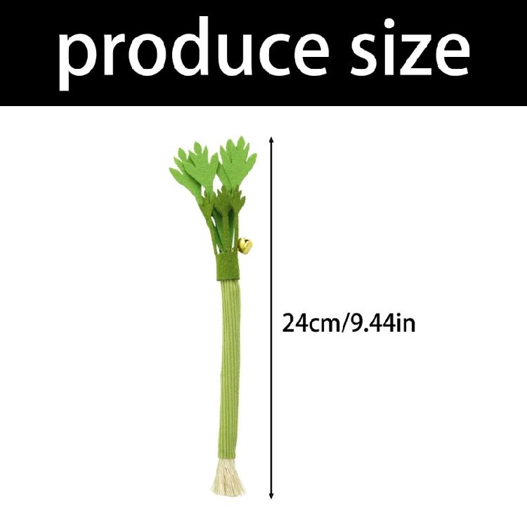 3Pcs Bells Equipped Cats Chew Toy Interactive Realistic Celery Shape Silvervine Enhances Felt Plaything For Indoor Pet