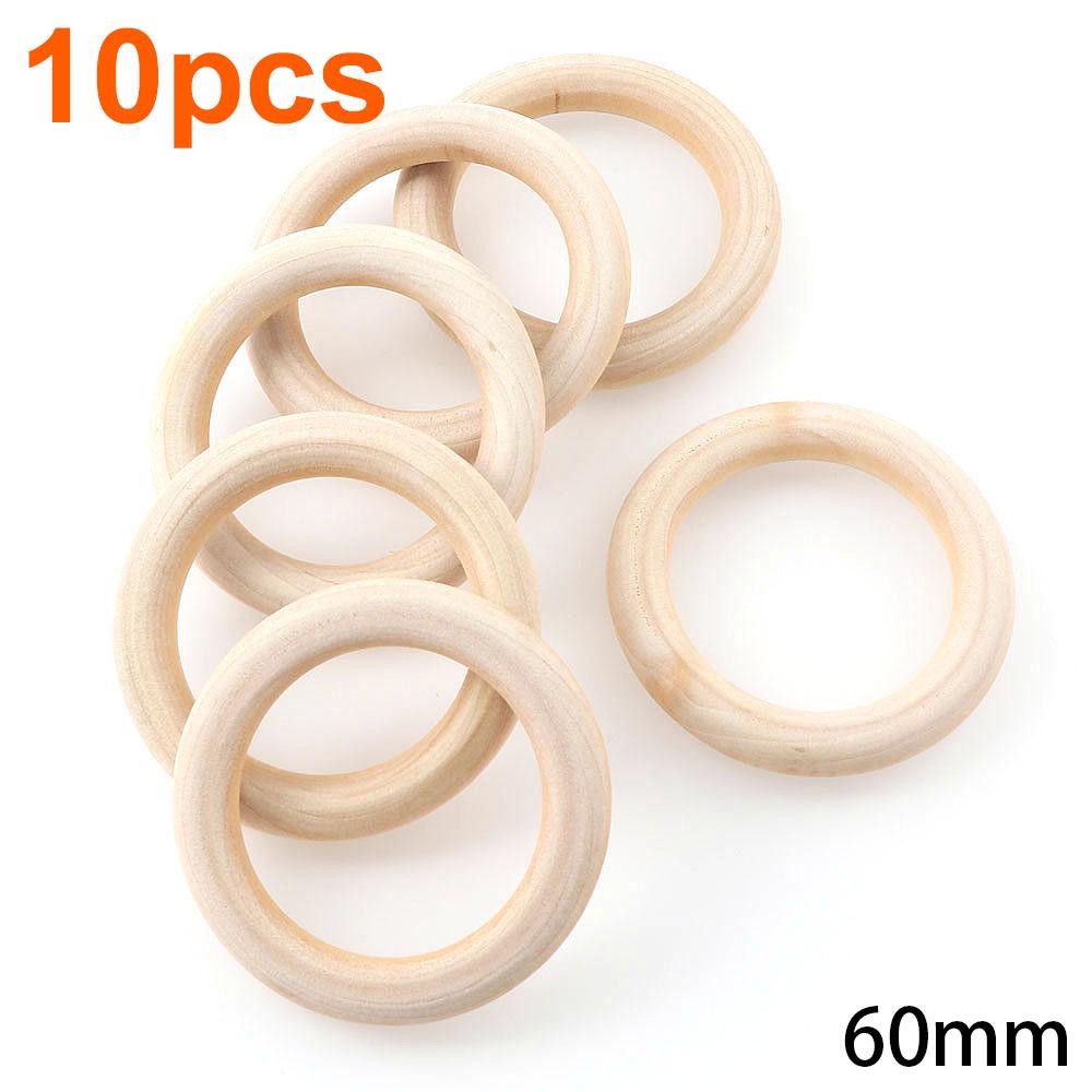 Unfinished Solid Wooden Rings 20-60MM Natural Wood Rings for DIY Crafts Wood Hoops Ornaments Connectors Craft Making