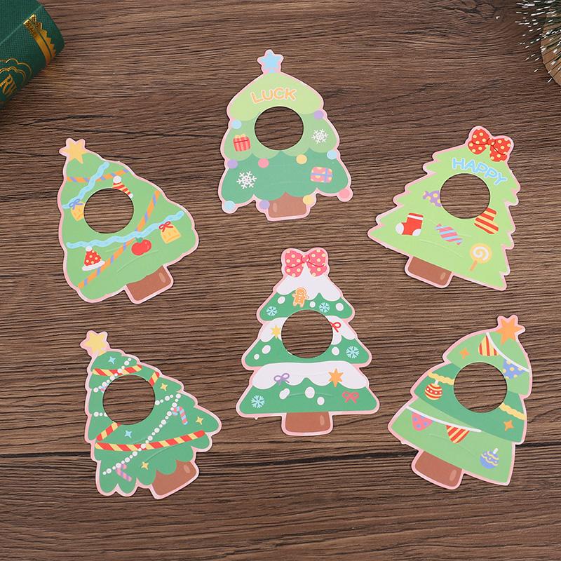 30pcs Christmas Tree Lollipop Cards Multi Type Tree Candy Holder For Navidad Party Sweets Packagings Supplies Kids DIY Gifts