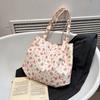 2025 new floral bag bag large capacity rose canvas bag beach bag shopping bag shoulder bag women's bag