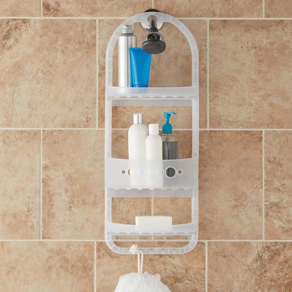 Heavy Duty Over Shower Caddy with 2 Shelves Deep Basket No Tools Needed Easy Installation Rust Resistant Bathroom Storage