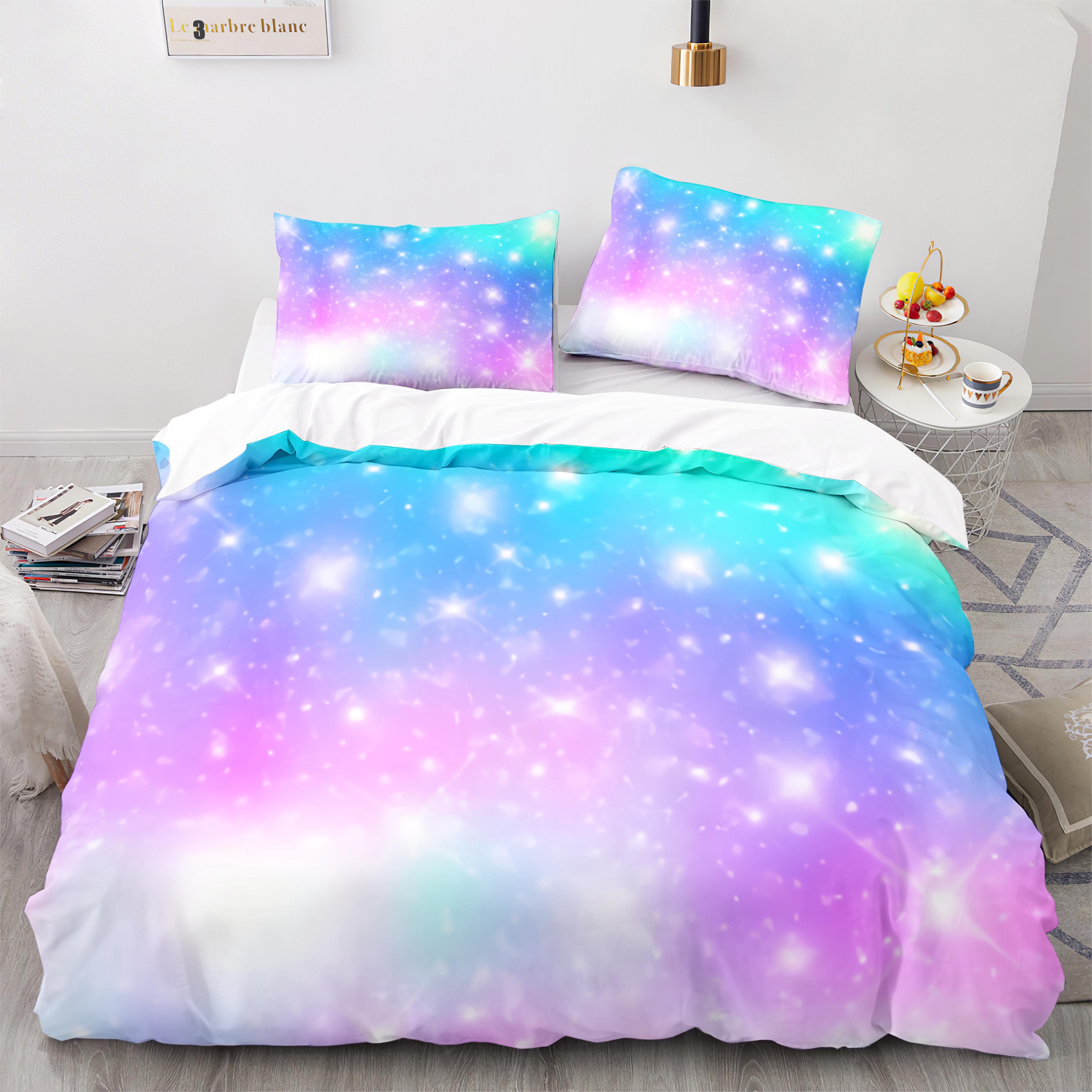 

Colorful Rainbow Bedding Set Single Twin Full Queen King Size Rainbow Bed Set 3D Anime EU single(135x200cm)