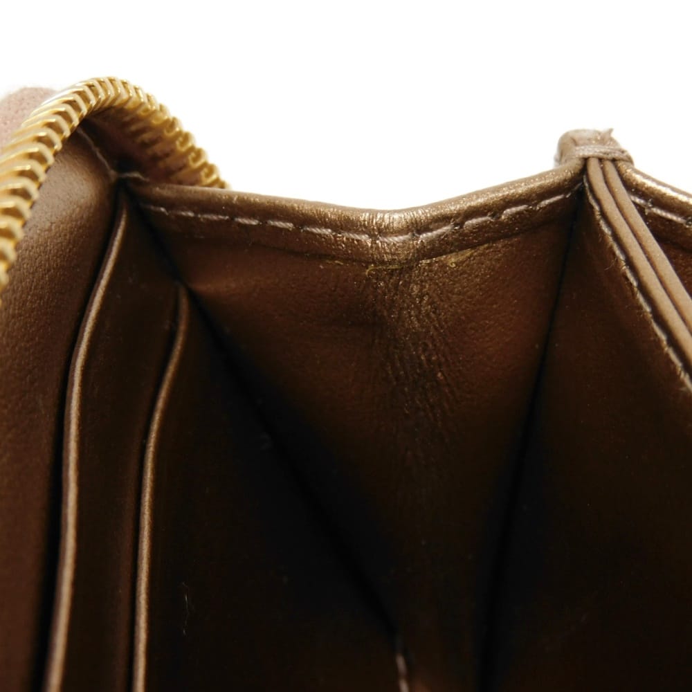 Used 11569 Vitello Move Coin Purse 1MM268 7943 Zip Around Compartment Card Case with Logo, Pink Gold, Women's from