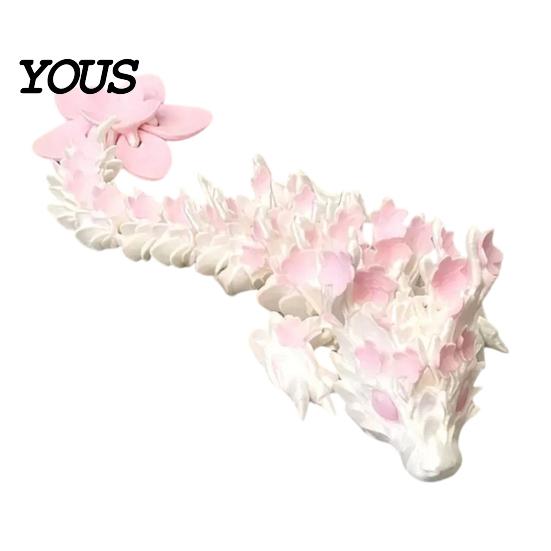 Blumen Drachen Figur 3D Gedruckt Kirschblüten Spielzeug, Gelenkige Figur, Schreibtisch Dekoration Bewegliche Gelenke Mythisches Kreaturen Modell für Schreibtisch