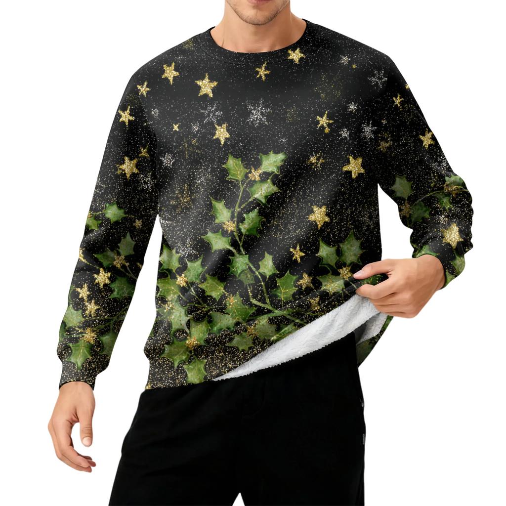 Men's Round Neck Fleece-Lined Thick Warm Sweatshirt