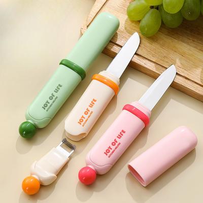 Couteau à fruits en acier inoxydable Deux-en-un Multifonctionnel Double tête Ménager Portable Éplucheur