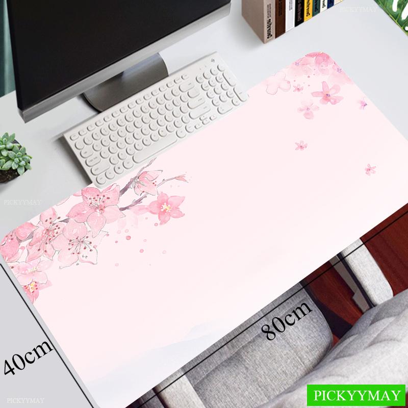Großes Gaming-Mauspad Rosa Kirschblüten-Mauspad Computer-Mausmatte Gamer-Nähte Schreibtischmatte Für PC-Tastatur-Maus-Teppich