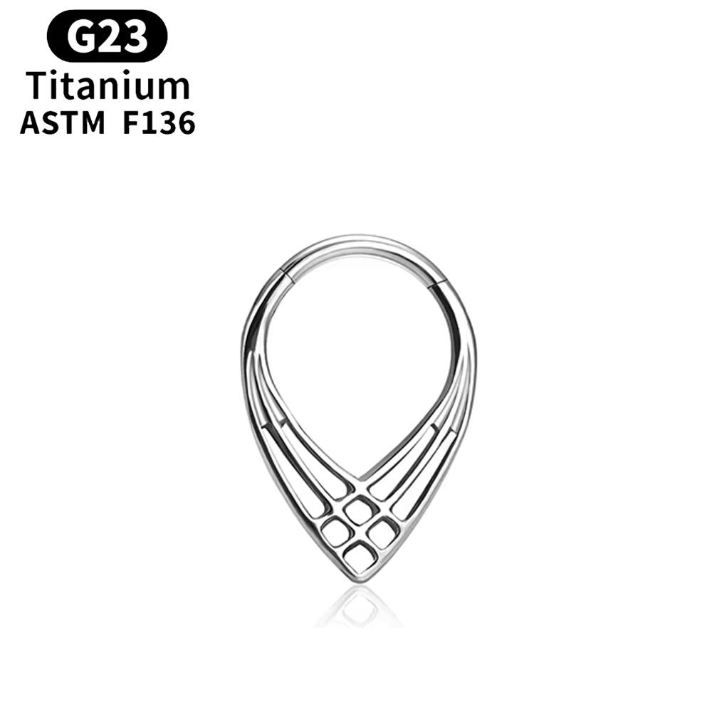 ASTM F136 Titanium Anodizing 16G Septum Hoop Ring Hinged Segment Nose Clicker Tragus Helix Daith Earring Piercing Zircon