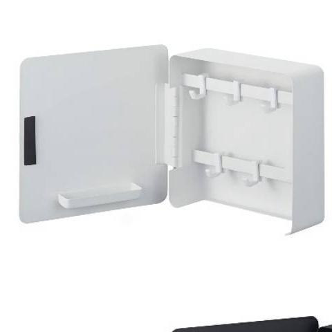 Japanese Korean Style Simple Plastic No Installation Storage Box with Key Hook Magnetic Shelf белый