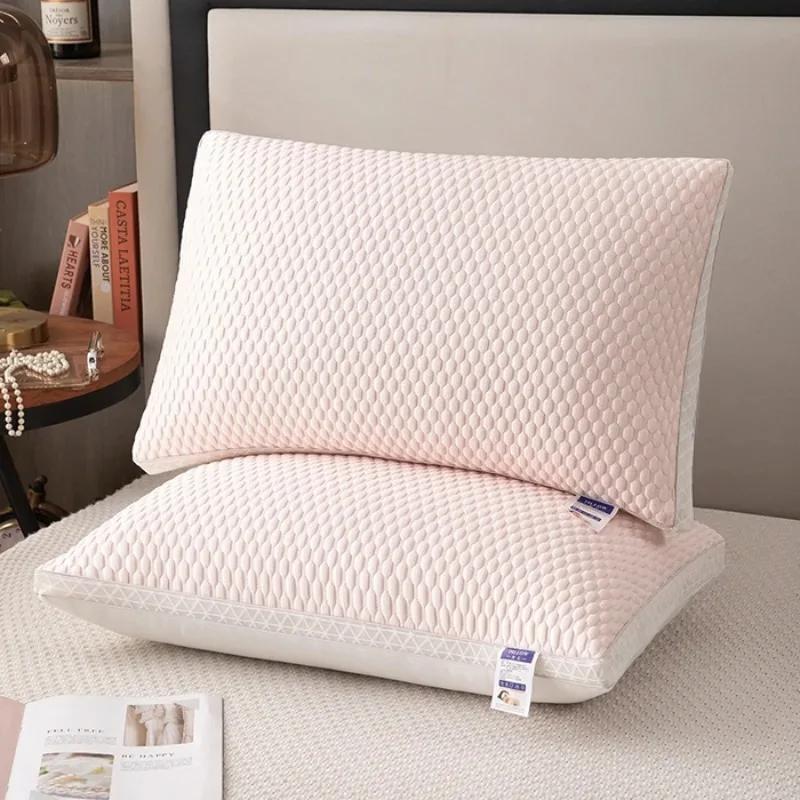 2025 New Summer Feather Silk Pillow Cool Doudou Ice Silk Pillow Breathable Mesh Edge Three-dimensional Pillow Core