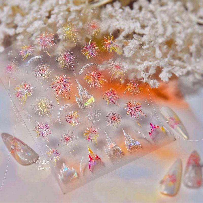 

Shell Light Fireworks Castle Nail Stickers New Year 5D Relief Internet Celebrity Ins Festive Nail Stickers Decorations Red Fireworks Castle 754((Shell light))