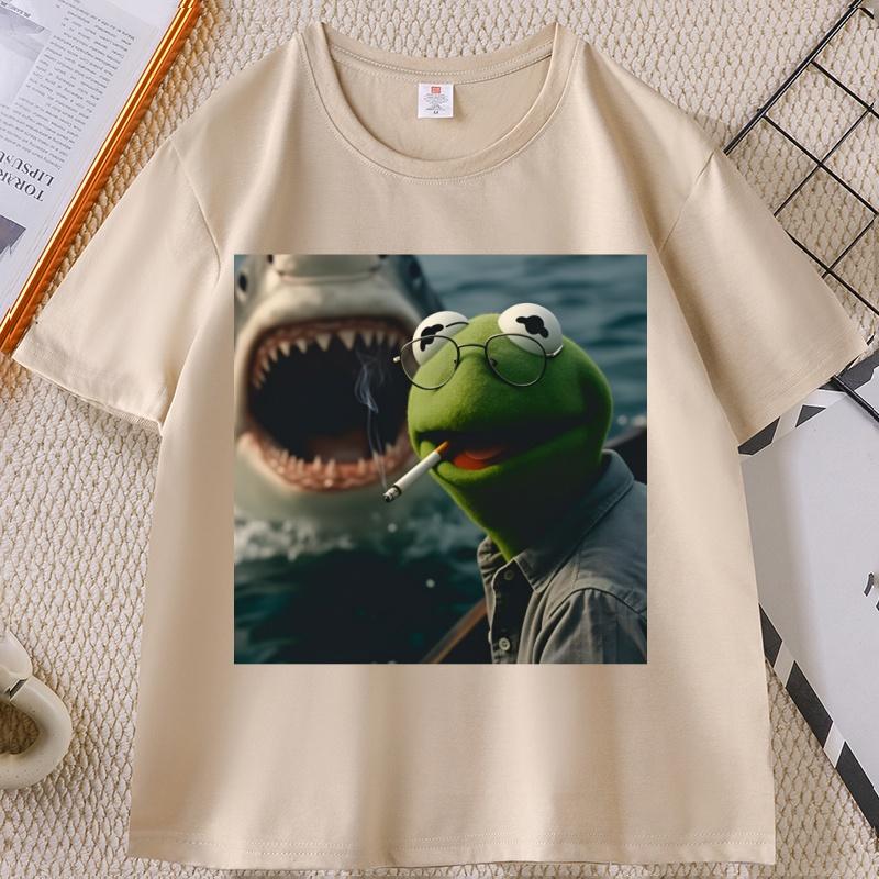 

Vintage Dark Humor Smoking Frog Meme T-shirt Men s Cotton Design Clothing Casual Short Sleeve Round Neck T Shirts Man Tshirts... S разноцветный