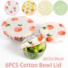 6Pcs Cotton Cloth Bowl Cover Crisper Cover Reusable Dust Lid Adjustable Elastic Food Cover Home Kitchen Fresh-Keeping Cover