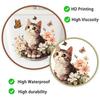 Cute Floral Kitten Toilet Lid Sticker Self-Adhesive Removable Bathroom Decor