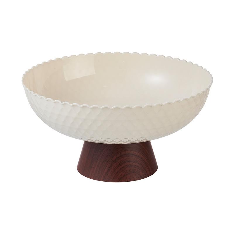 Medieval Fruit Plate Imitation Wood Grain Coffee Table High Foot Plate Plastic Drain Fruit Basin Tray Dried Fruit Candy Snack Plate