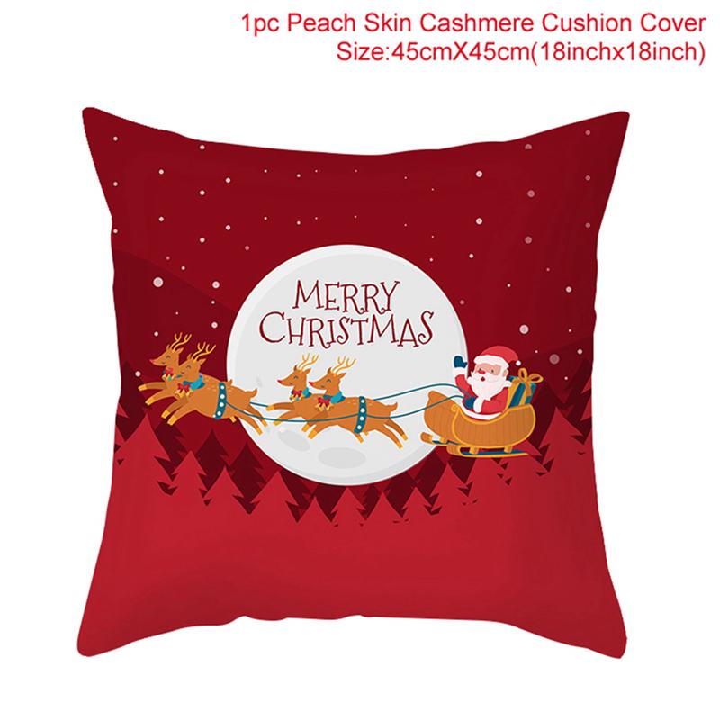45*45cm Red Merry Christmas Cushion Cover Pillowcase Christmas Decorations For Home 2026 Xmas Noel Ornament New Year Gift 2026