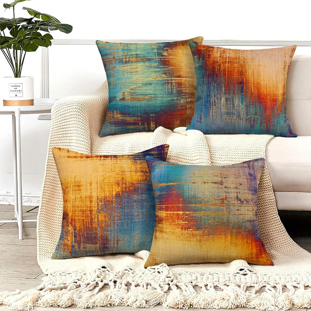 Retro Gradient Graffiti Pillowcase Art Time Machine Bedroom Sofa Decorative Cushion Cover with Zipper Pillowcase