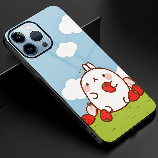 Husă de sticlă cu iepuraș drăguț de desene animate pentru iPhone 13 14 12 Pro Max Mini Xs Xr X Husă pentru iPhone 7 8 6s Plus Se 2022 11 Coque Capa