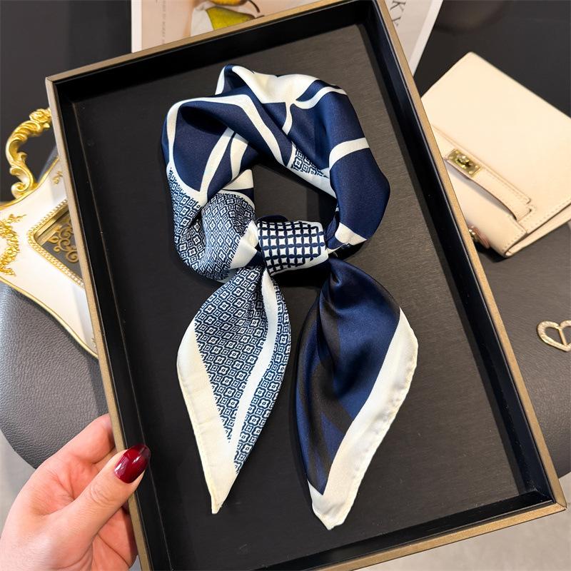Print 70cm Silk Satin Headkerchief Women Luxury Design Neck Tie Scarf Female Hair Hand Wrist Foulard Shawl Hijab Bandana Scarves
