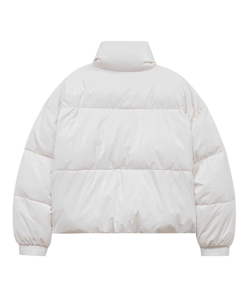 Ironyporno Whiteline 86-Iro339 Essential Glossy High-Neck Short Padded Jacket White